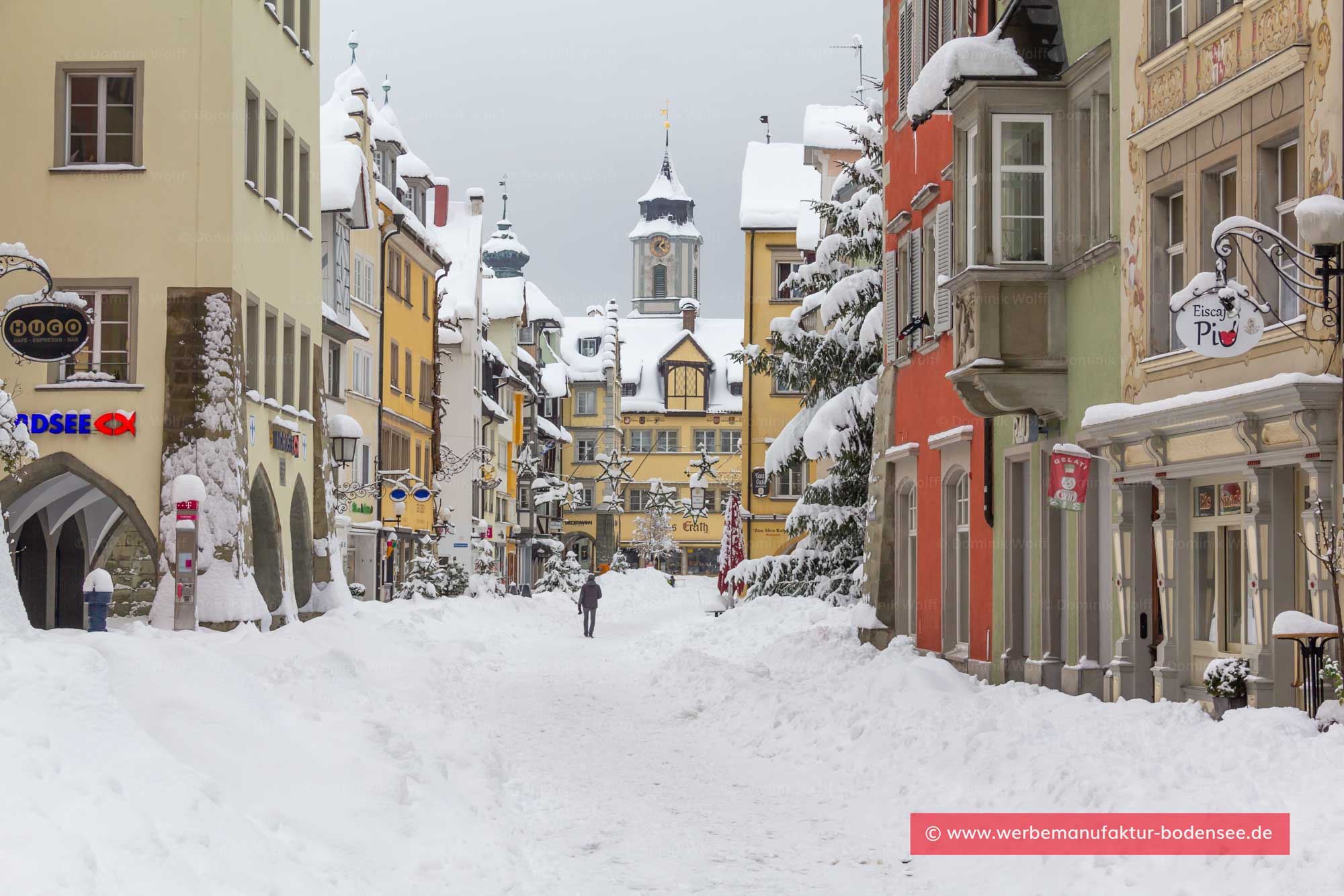 Tiefschnee auf der Insel Lindau im Bodensee