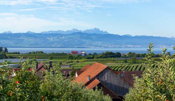 Bergblick von Selmnau in Bayern