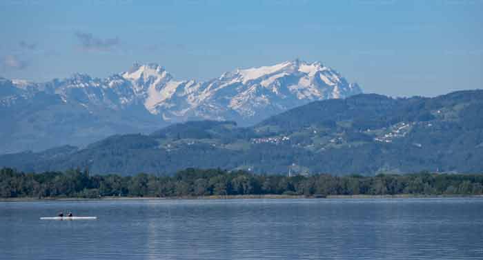 Blick von der Reutiner Bucht zum Säntis